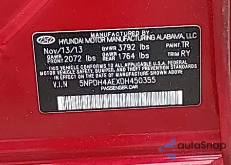 2013 Hyundai Elantra Limited from USA, damaged, VIN 5NPDH4AEXDH450355